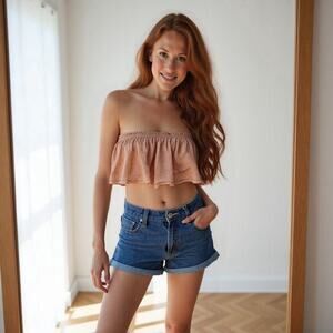 SAGE THE LABEL Pink White Polka Dot Strapless Crop Top